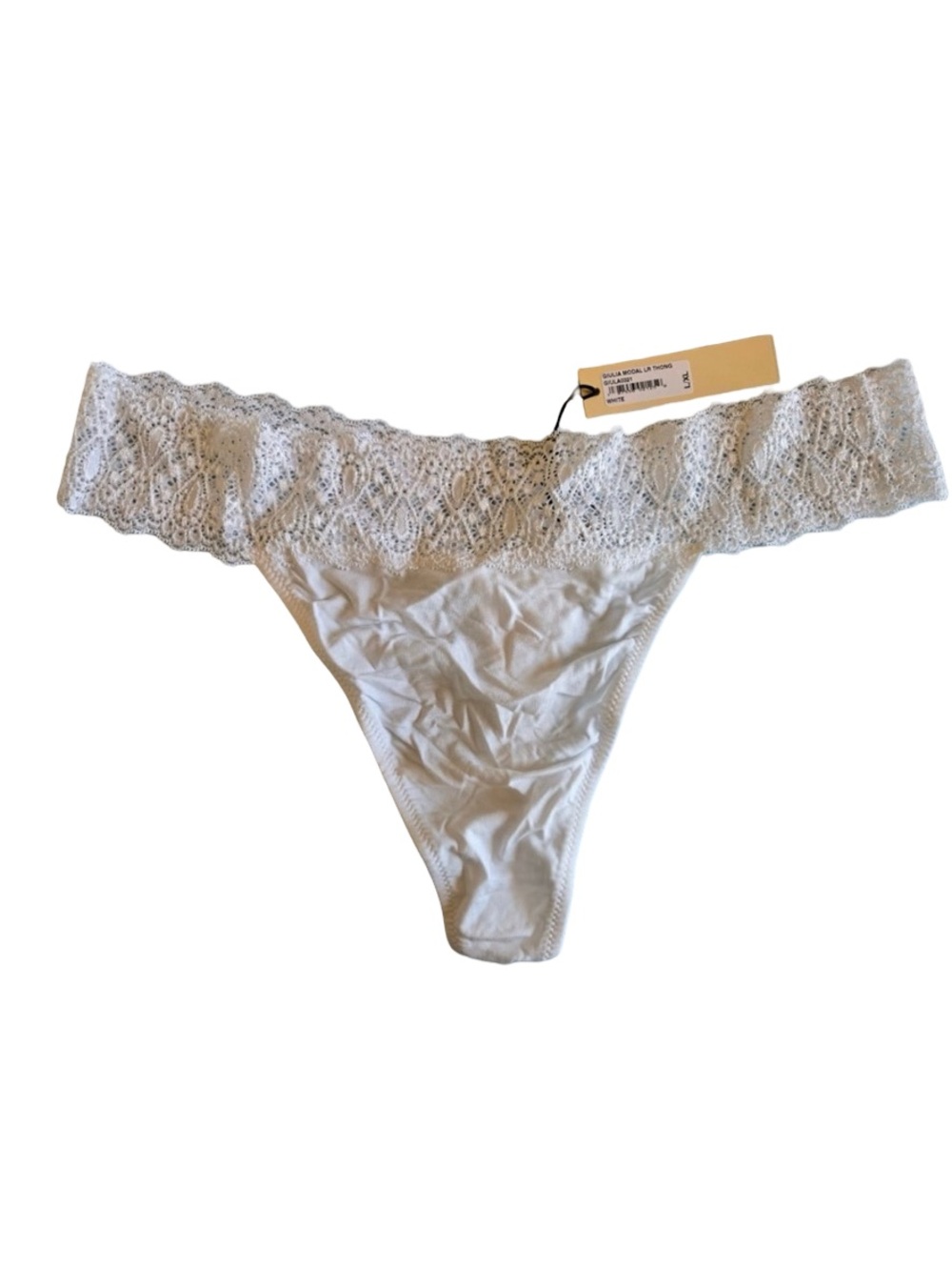 Cosabella Giulia Modal Low Rise Thong in the color White, size L/XL NWT